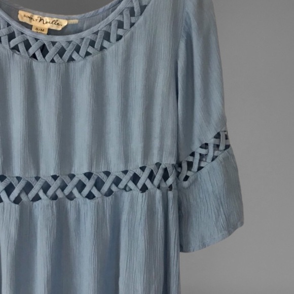 Simply Noelle Blue Cut Out Lined Tiered Babydoll Dress - Picture 5 of 12